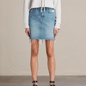 Allsaints Kim Denim Jean Skirt with Raw Hem
